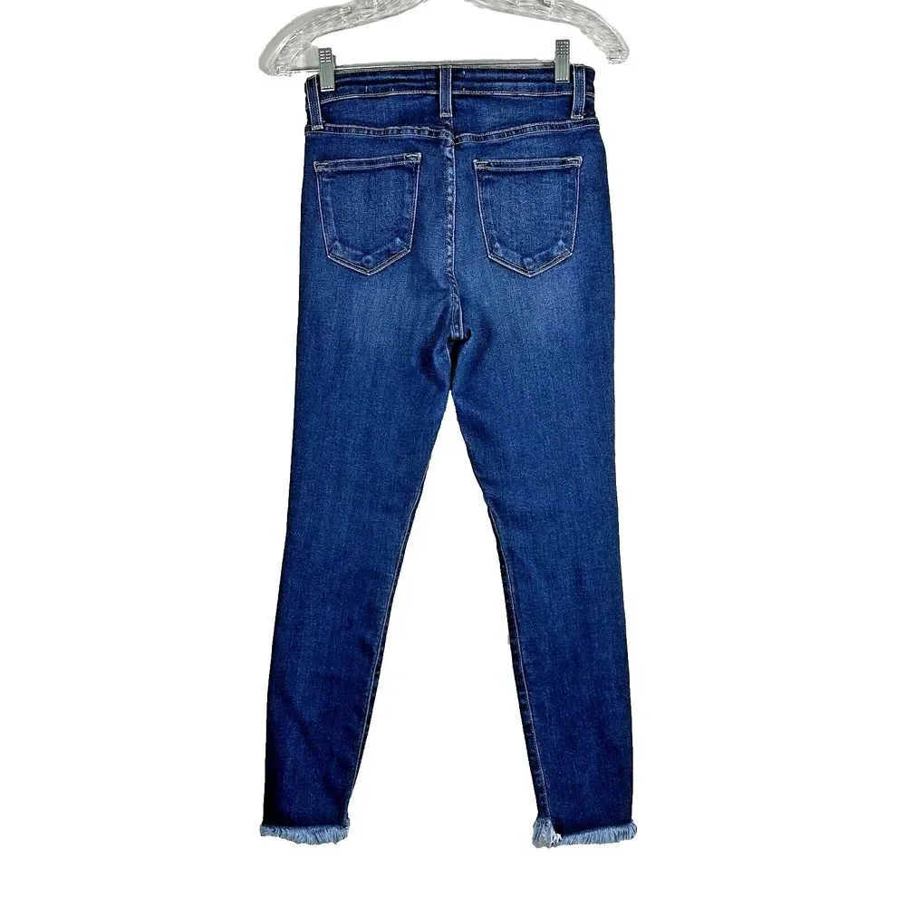 L.T.J.Denim Size 27 Amore High Rise Raw Hem Stretch Skinny Blue Jeans